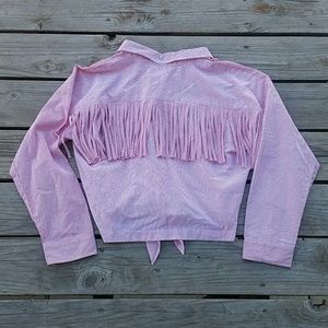 Mo:vint Western Style Button Down Stripe Blouse L